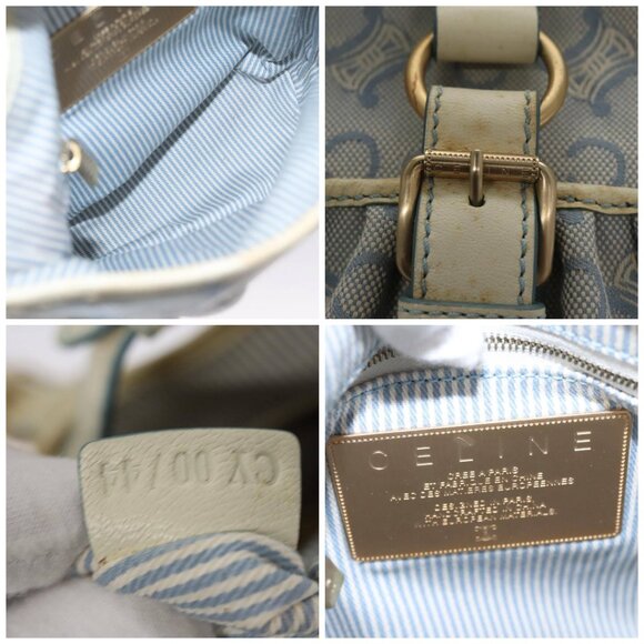 CELINE C Macadam Canvas Shoulder Bag Light Blue - Picture 14 of 15